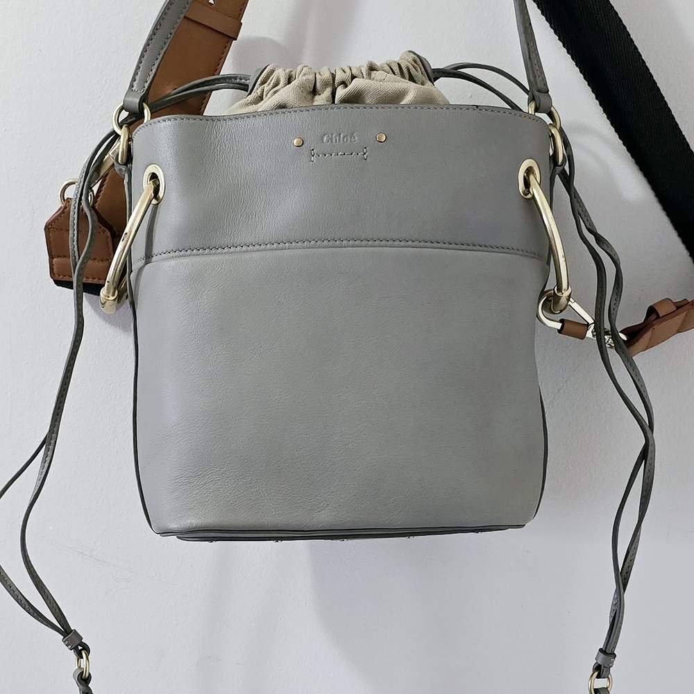 Chloe Roy Gray Leather Bucket Bag